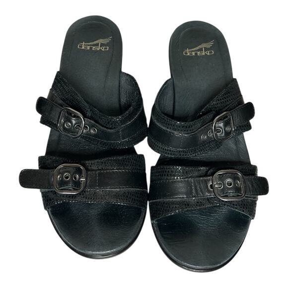 Dansko Jessie black leather slide on sandals. Size EU 38/ 7.5 - Picture 1 of 5